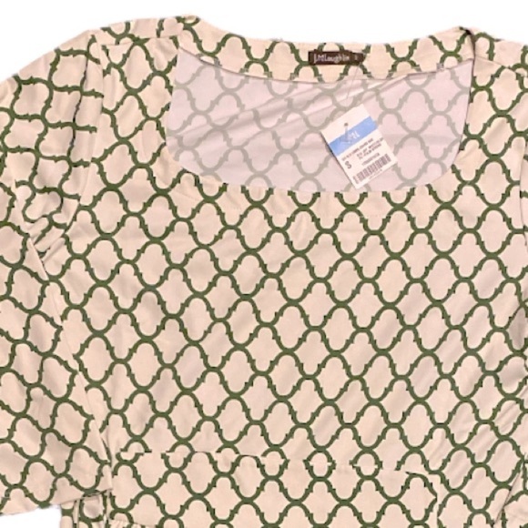 J. McLaughlin Emma Dress NWT Green Cream Palm Spring Print Size Small - Picture 3 of 7